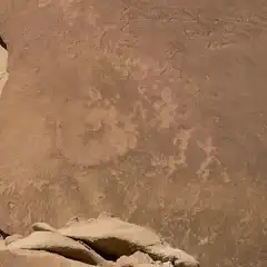 A tall rock formation with smooth, curved surfaces and rough edges.