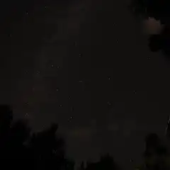 A night sky filled with stars and a shooting star streaking across it.