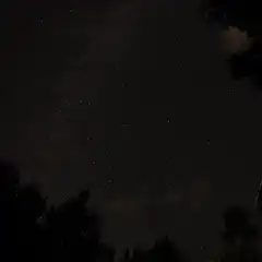 A night sky filled with stars and a shooting star streaking across it.