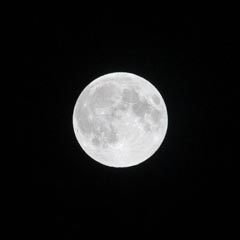A large white full moon is centered against a black background.