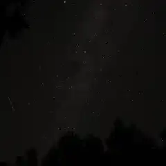 A night sky filled with stars and a single shooting star.